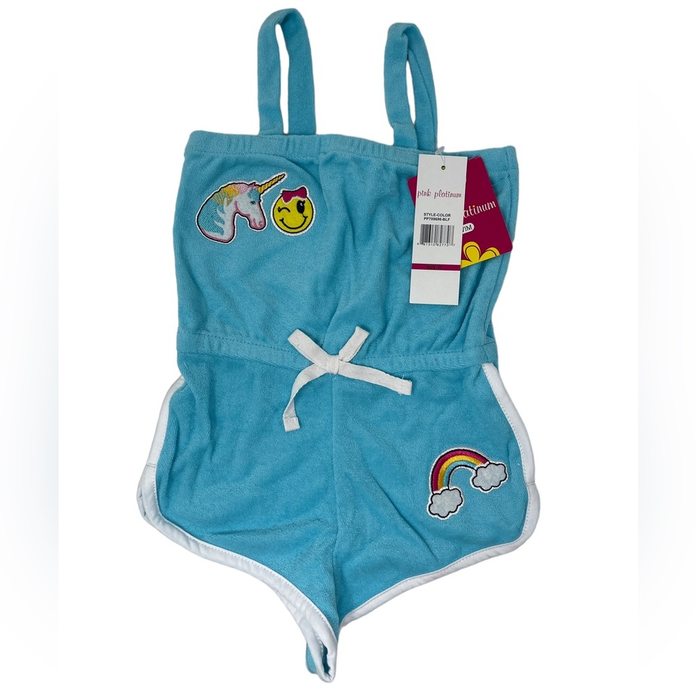 New Girls Cover Up Terry Romper 3T Emojis Rainbow Unicorn b1